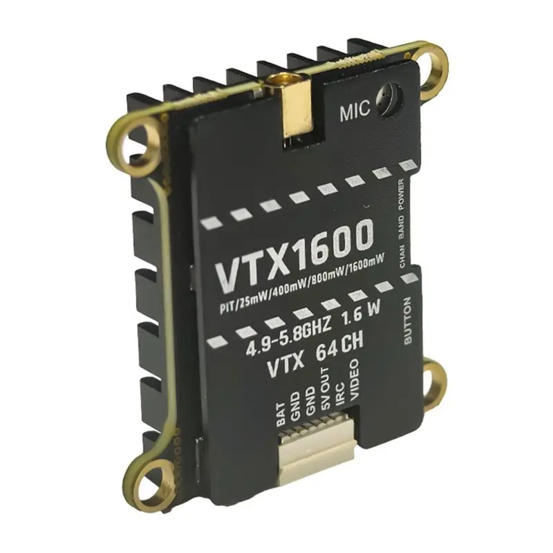 A13E-For FPV Long Range RC Drone Compatible 5.8G 1.6W VTX 1600Mw 64CH Video Audio Transmitter DC7-36V CNC Aluminum Alloy Heatsin