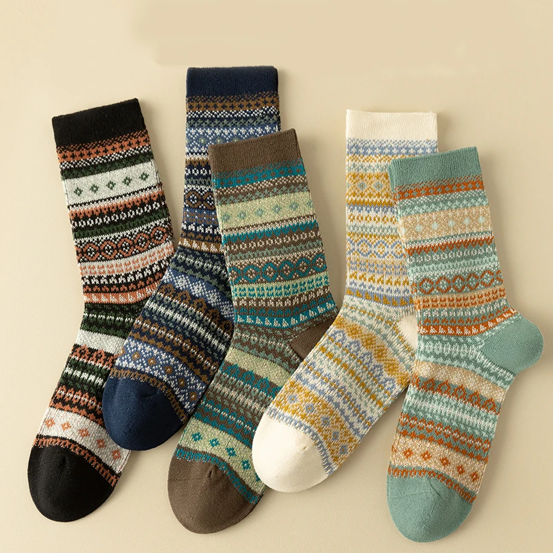 Chaussettes tube en coton avec sensation d'humidité, bas à vent ethniques japonais, empilés, printemps et automne, design, 600