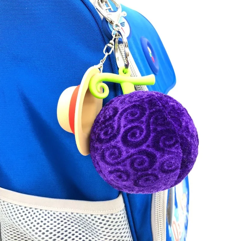 Hot One Piece Anime Keychain Cartoon Devil Fruit Plush Backpack Charm KeyChain Car Key Ring Accessories Gifts