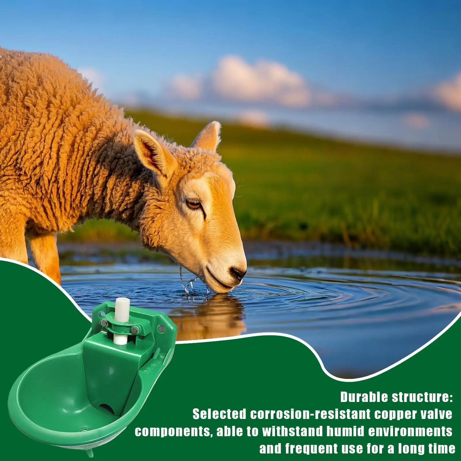 Horse Water Drinker Bowl With Copper Valve 500ml Sheep Goat Water Trough Garden Farm Animal Feeder Drinking Tool ﻿