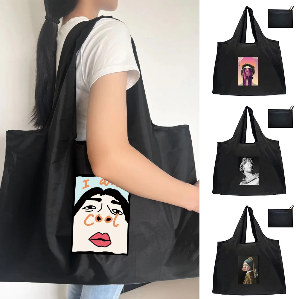 Shopping Bag Tote Folding Pouch Handbags Picnic Bag Storage Bag Tote Bag Beach Bag Funny Historical Famous Paintings and Statues