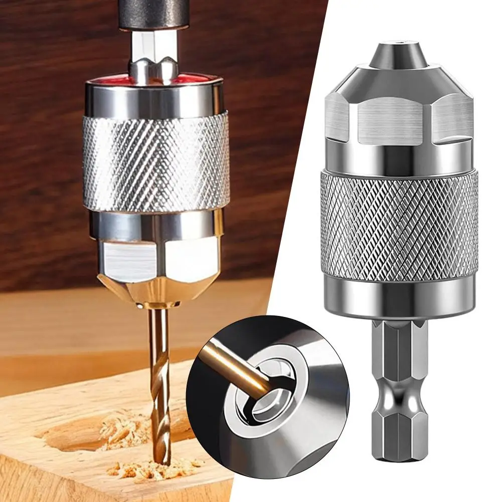 Drill Chuck Adapter Quick Change Pneumatic Drill Chuck 3-Jaw Hex Shank Chuck Professional Converter Hex Shank for Woodworking