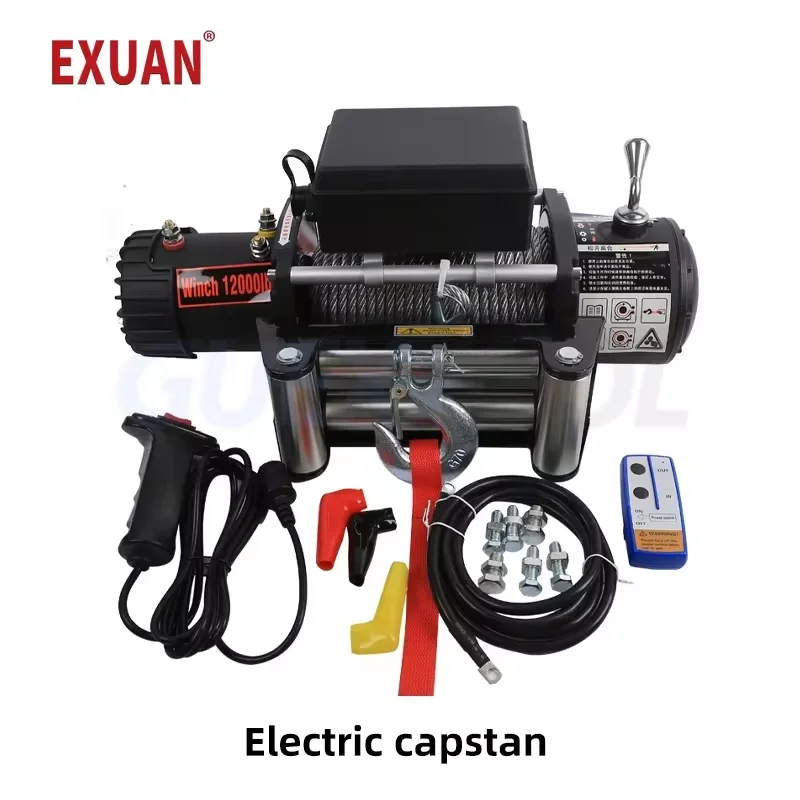 12V24V electric winch 12000 pounds 13500 pounds with remote control suitable for car trailer rope traction belt ATV truck off-ro