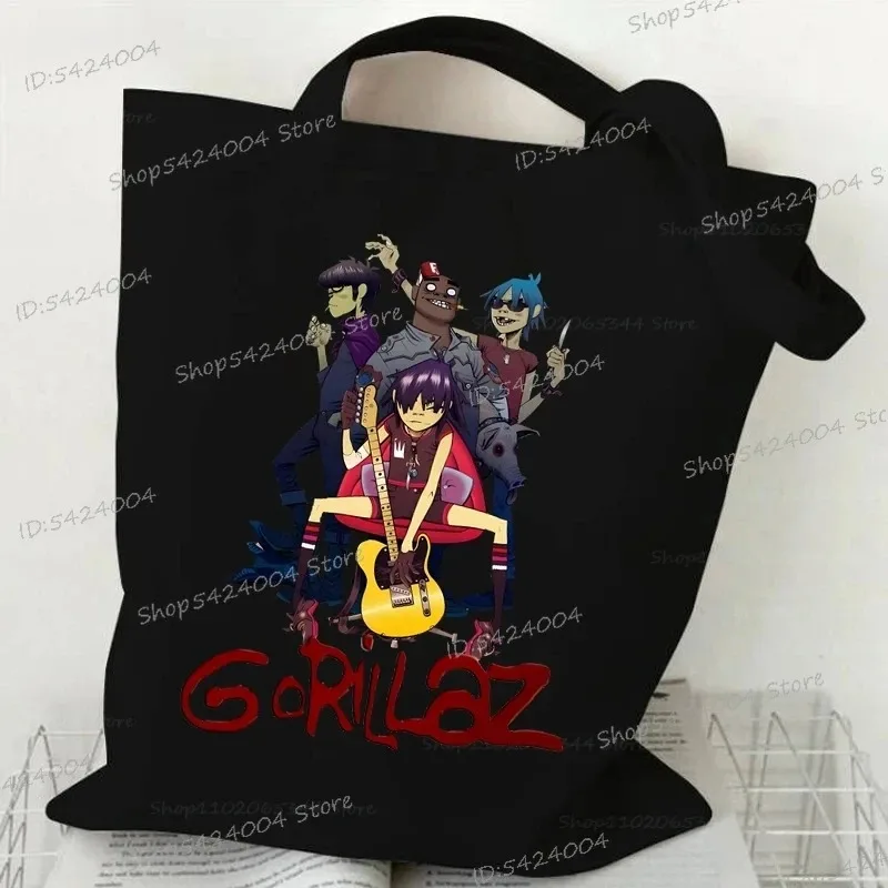 Gorillazs Women Men Handbag Punk Rock 90s Canvas Teen Shoulder Bag Music Band Gothic Hip Hop Anime Gorillaz Female Shopping Bag