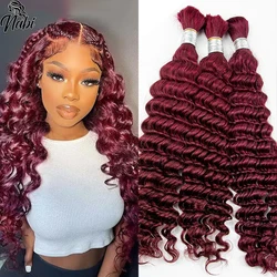 Nabi No Weft Hair Braiding Bundles Burgundy Hair Extension Deep Wave Hair Extension Bulk for Boho Braids