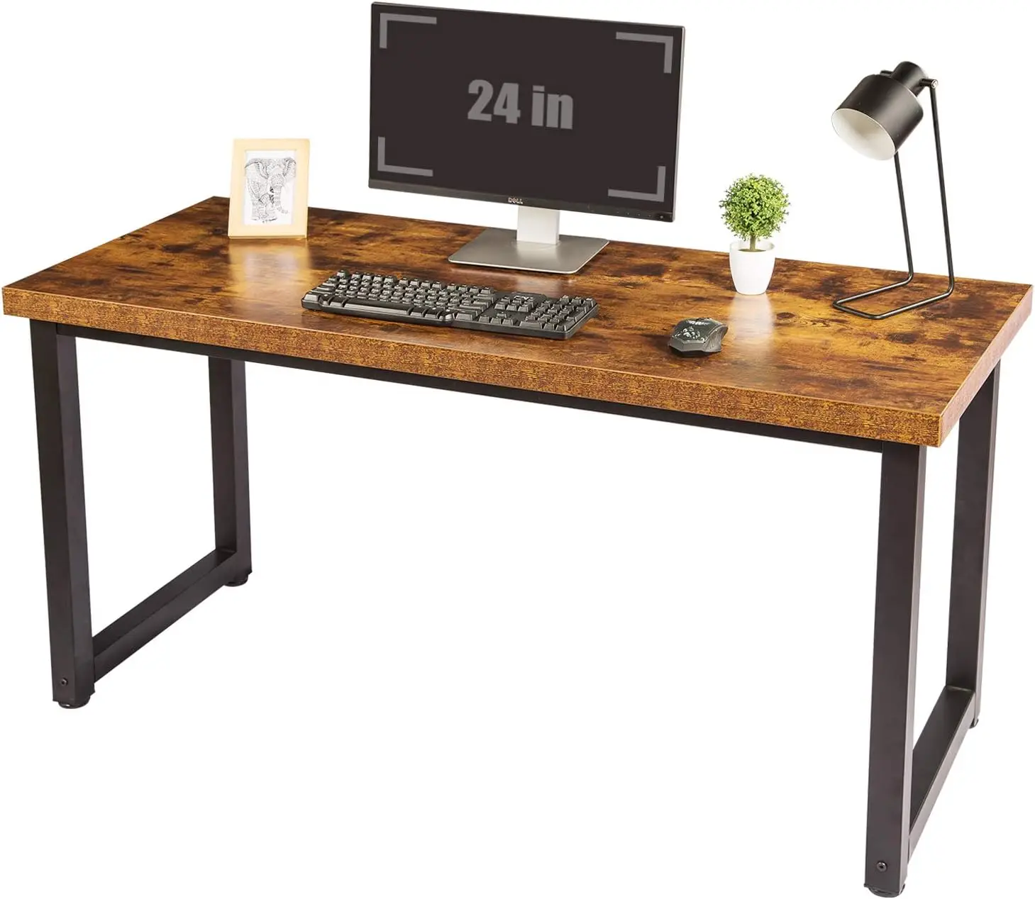 

59" Big Large Computer Office Desk 1.88" Thickness Desktop (Rustic Brown)