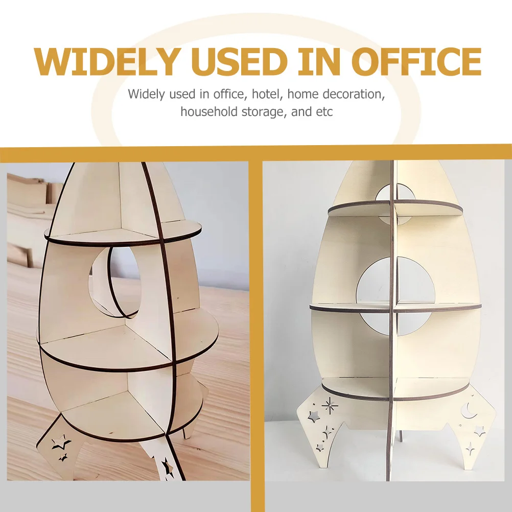 Delikatna dekoracja półki w kształcie rakiety, drewniany regał do przechowywania w domu, dekoracja pokoju, drewniany stojak ekspozycyjny, pomysł na prezent.