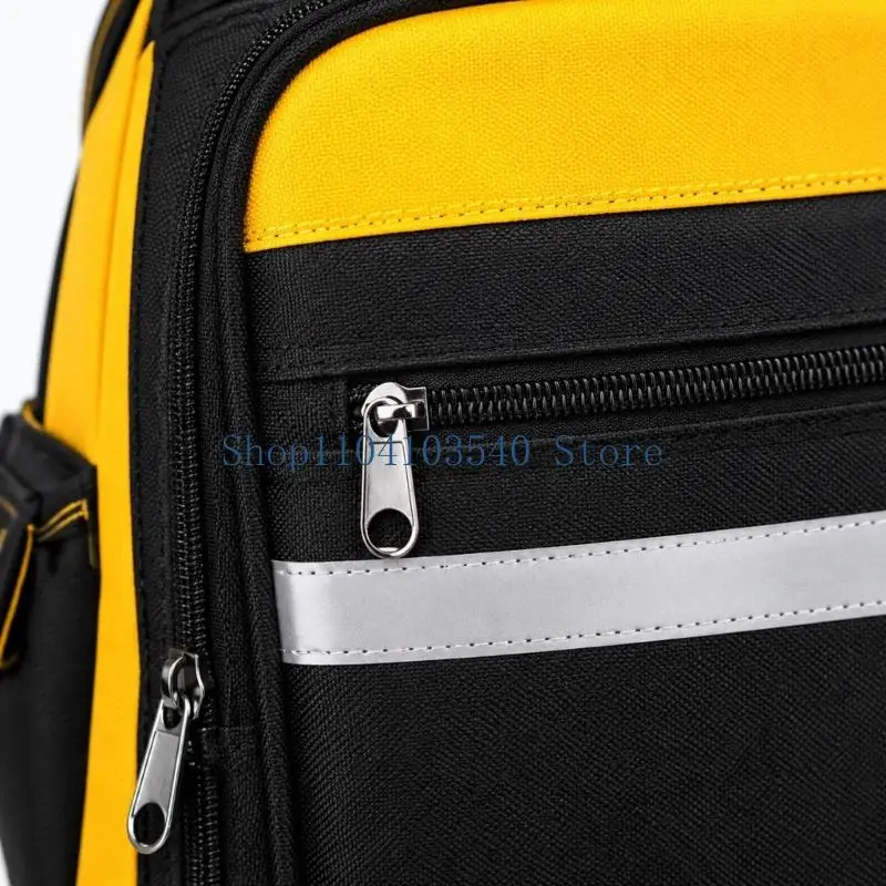 02DC Zippered Tool Backpack with Multiple Compartments, Top Grab Handle and Structured Plastic Base for Moving Equipment Between