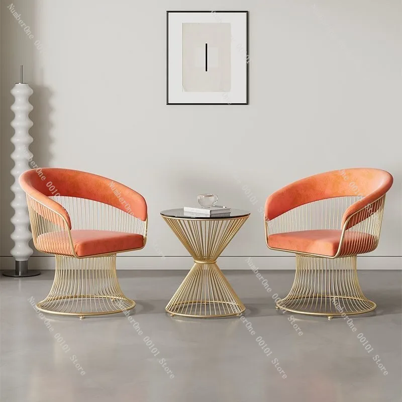 Elegant Cream Style Sofa Chair Modern Minimalist Living Room Light Luxury Swivel Reception Armchair Balcony Leisure Table