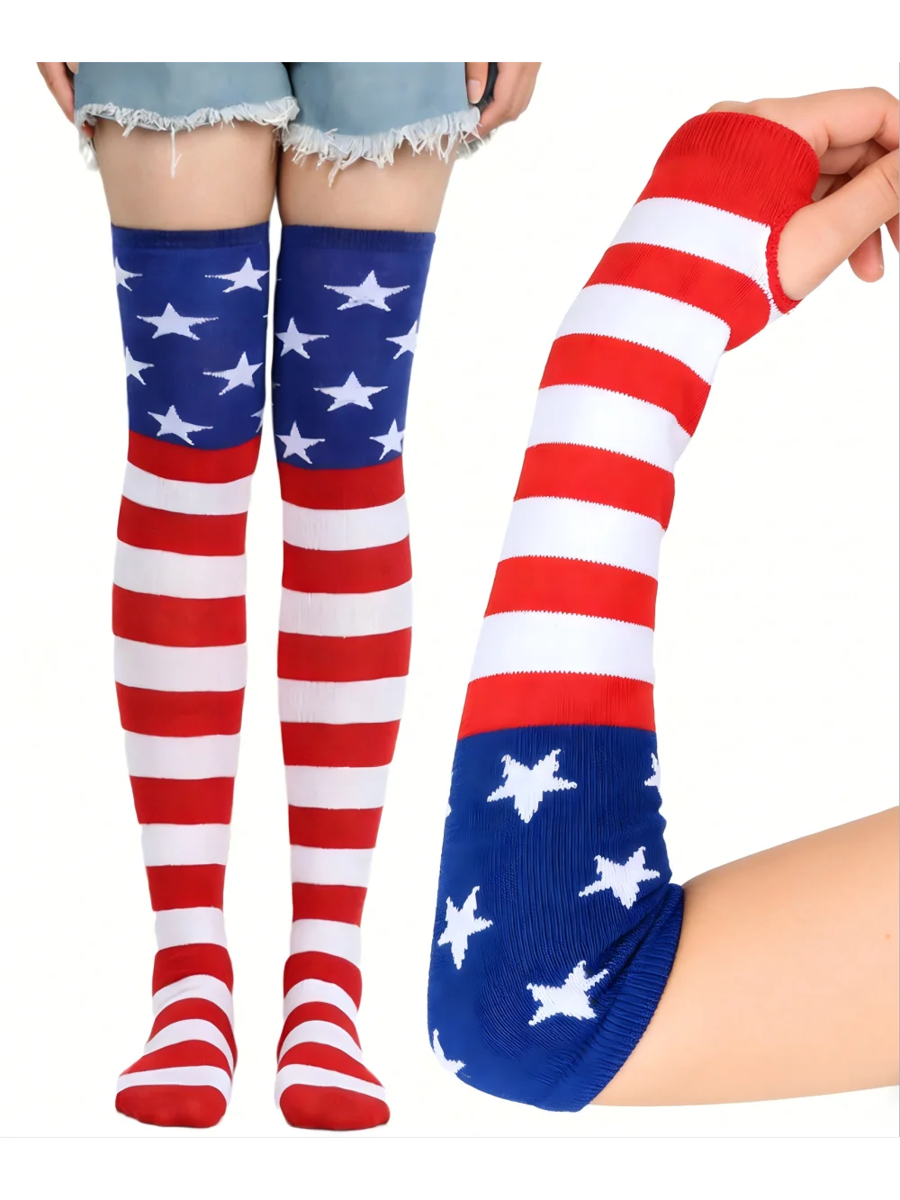 2026 New American Flag Star Striped Stocking Glove Set Independence Day Party Fashion Accessories Y2K Trendy Personality INS