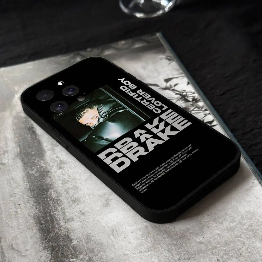 حافظة هاتف مغني الراب D-Drake لهاتف آيفون 17,16,15,14,13,12,11 Plus,Pro,Max,XR,XS,X,7,8 Plus,Mini Black Silicone Soft #6