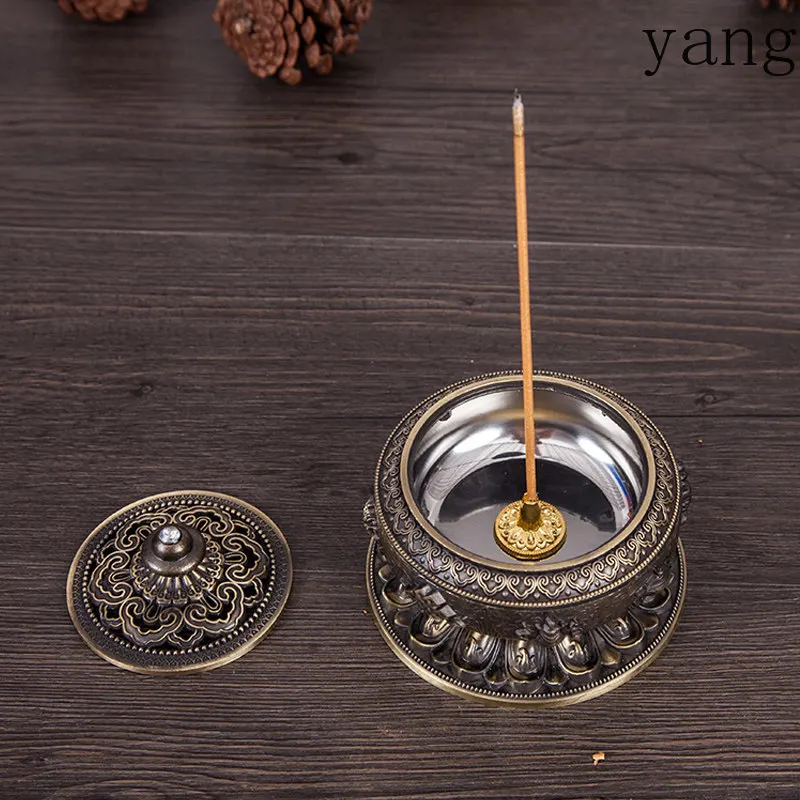 YJQ incense burner alloy antique copper household incense plate offering sandalwood plate tea ceremony golden ornament