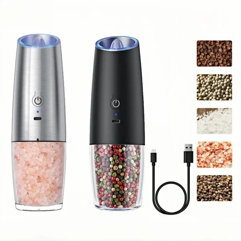 USB Rechargeable Electric Salt and Pepper Grinder Adjustable Coarseness Large Capacity Auto Spices Grinders Kitchen Cooking Tool image 6