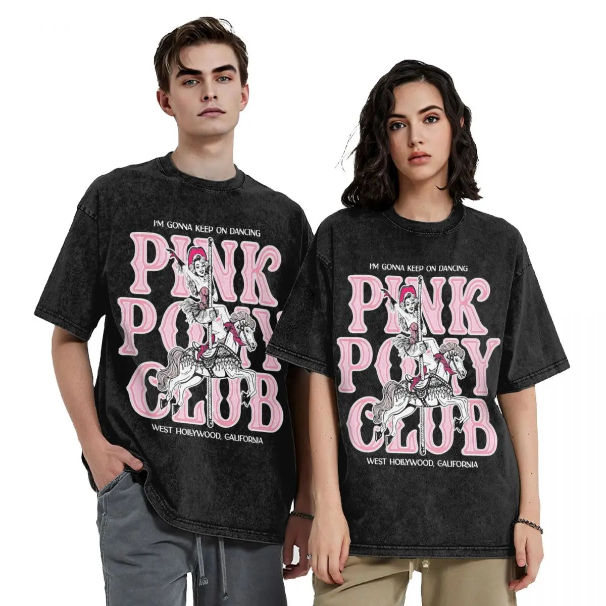 Ovresize Pink Pony Club Chappell Roan Outfit T Shirts Washed Style Men Women T-Shirts Casual Top Tee Shirt Streetwear