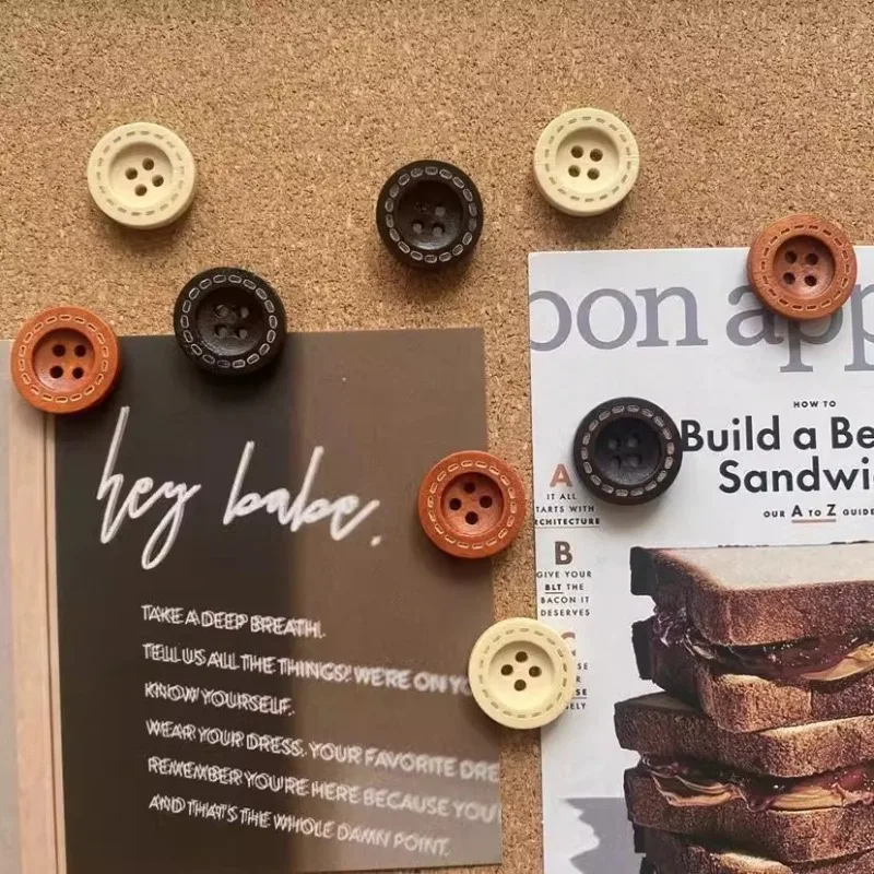 10pcs/set Vintage Wooden Button Push Pins Retro Rustic Round Flat Head Tacks for Cork Board Natural Felt Wall Photo Display