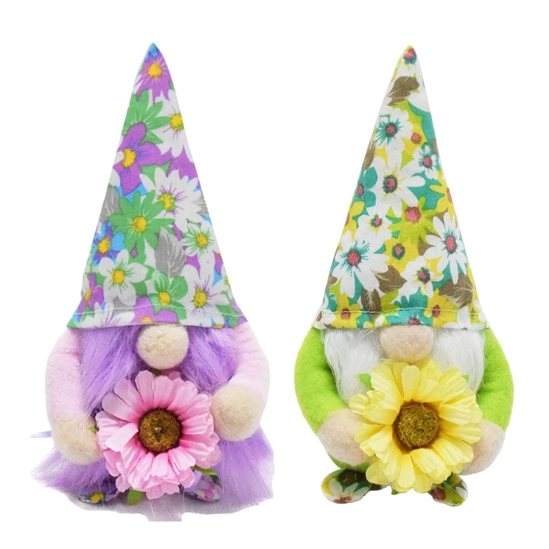 Holiday Themed Facelessly Gnomes With Flower Detail For Collectors Plushes Dolls