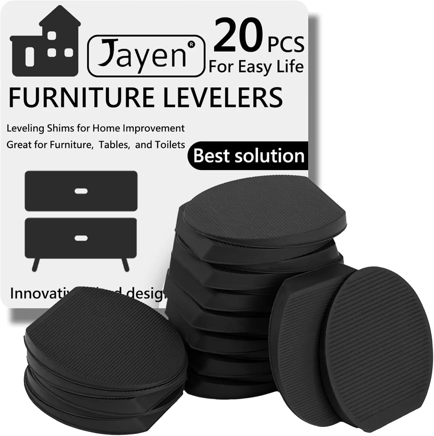 

Rubber Shims 20 Pack – Non-Slip Furniture Levelers for Tables, Toilets & Appliances, Stackable Wedges for Home Improvement