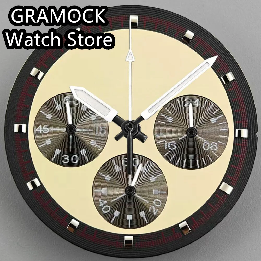 GRAMOCK 31.5mm Quartz Watch Dial With Hands Set Fit VK63 Movement Watch Accessories for VK63 Watch Accessories Maintenance Tools