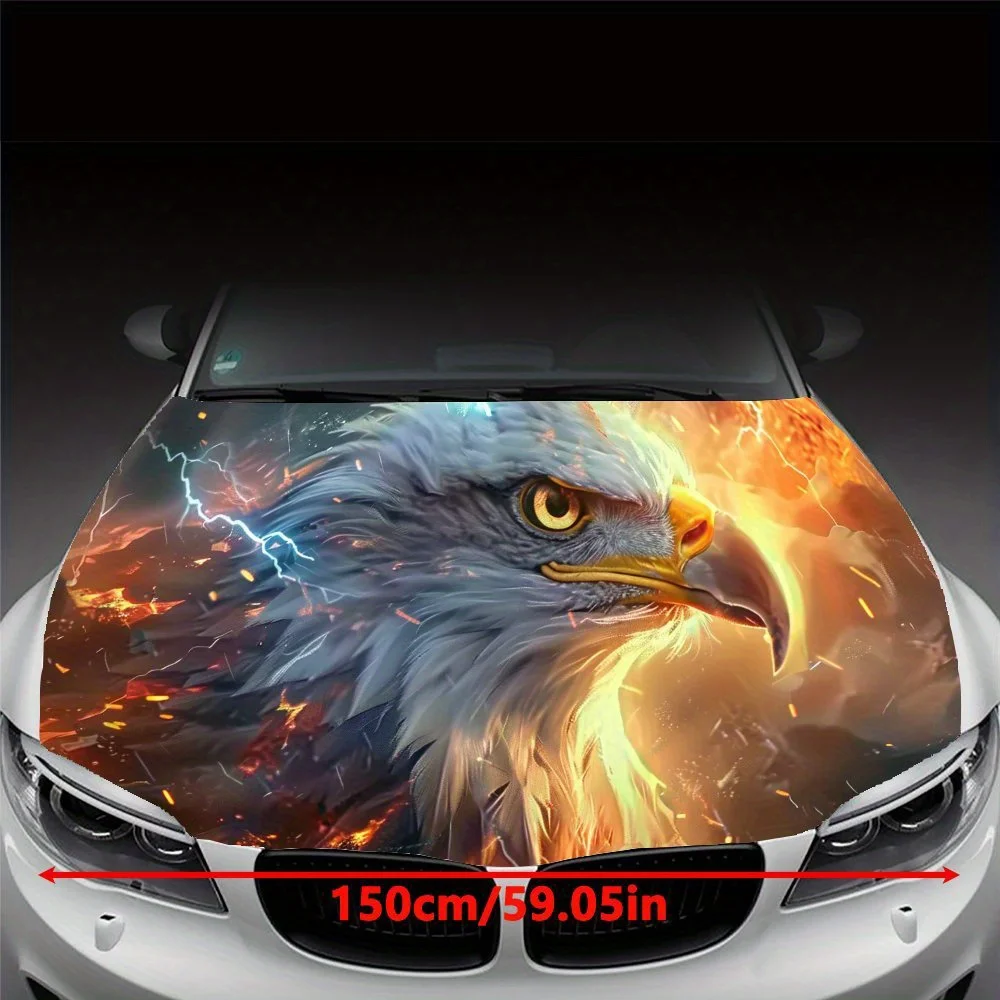 Sea Eagle Cool Car Cover Coating Under Flame Lightning Effect, PVC Waterproof Car Cover Stickers, Self Adhesive Scratch Resistan