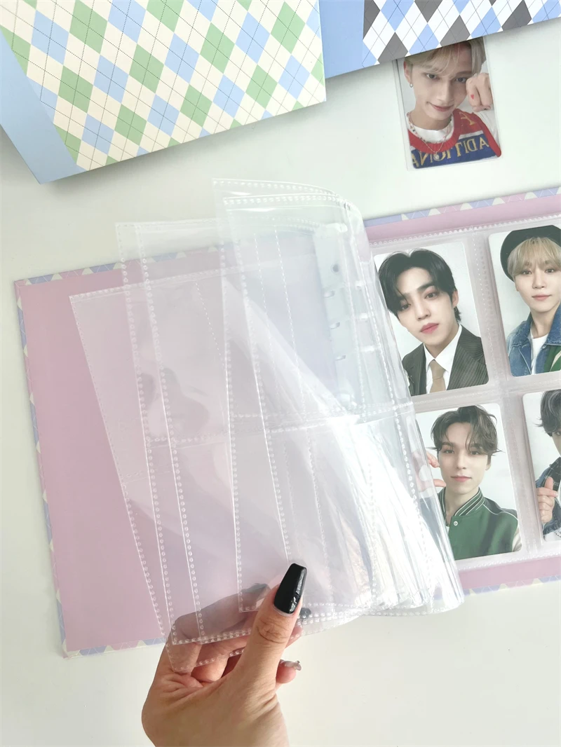 SKYSONIC A5 Creme Diamant Muster Fotoalbum Sammeln Buch Kpop Binder Cover Postkarten Ring Organizer DIY Nachfüllungen Lieferanten – Detail 39