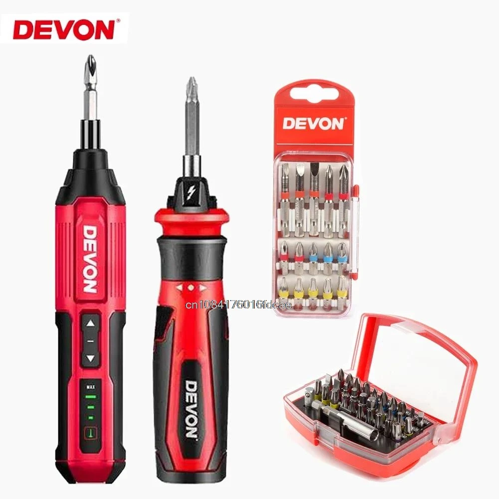 Devon 4V Mini Electrical Screwdriver Set 5612 5616 Smart Cordless Electric Screw Driver USB Rechargeable Handle 15 30 Bit Set