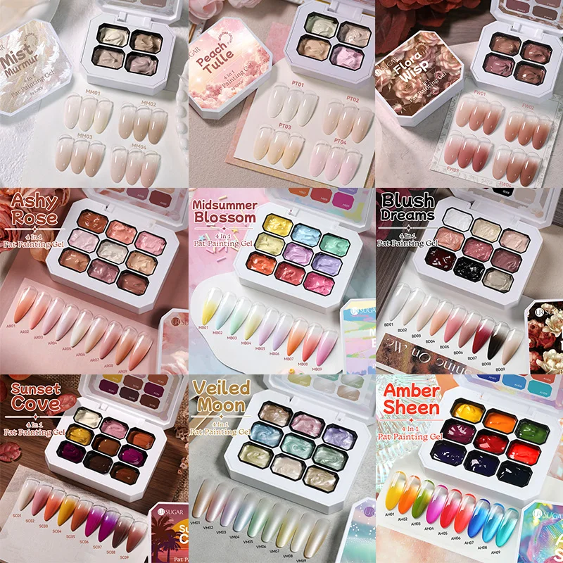 

UR SUGAR 4/9 цветов Pat Patting Gel Nail Polish Transfer Французский дизайн Soak Off УФ-светодиодный гель-лак Градиент Patting Gel Palette