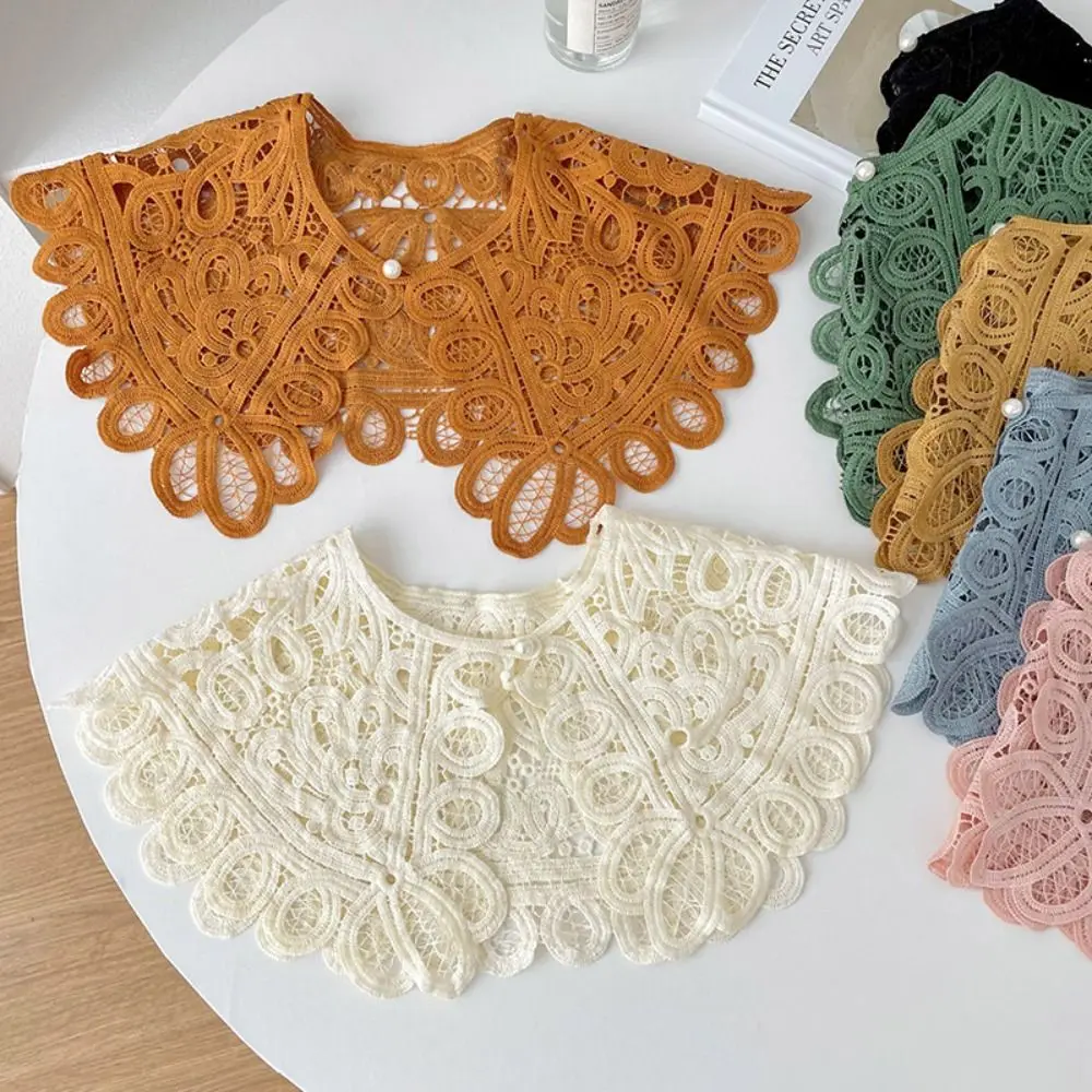 Collar Lace Fake Collar Dress Decorative Shoulder Detachable Decoration Shirt Collar Round Neck Pearl Knitted Shawl