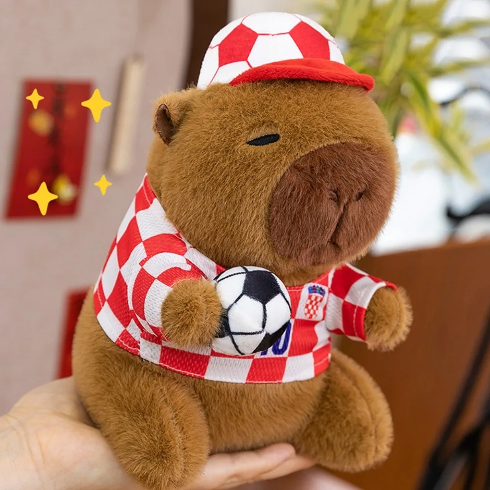 

Сопровождающая игрушка Спортивная футбольная кукла Капибара Мягкая пушистая футбольная капибара Плюшевая игрушка Ins Мягкая пушистая кукла Капибара Рождество
