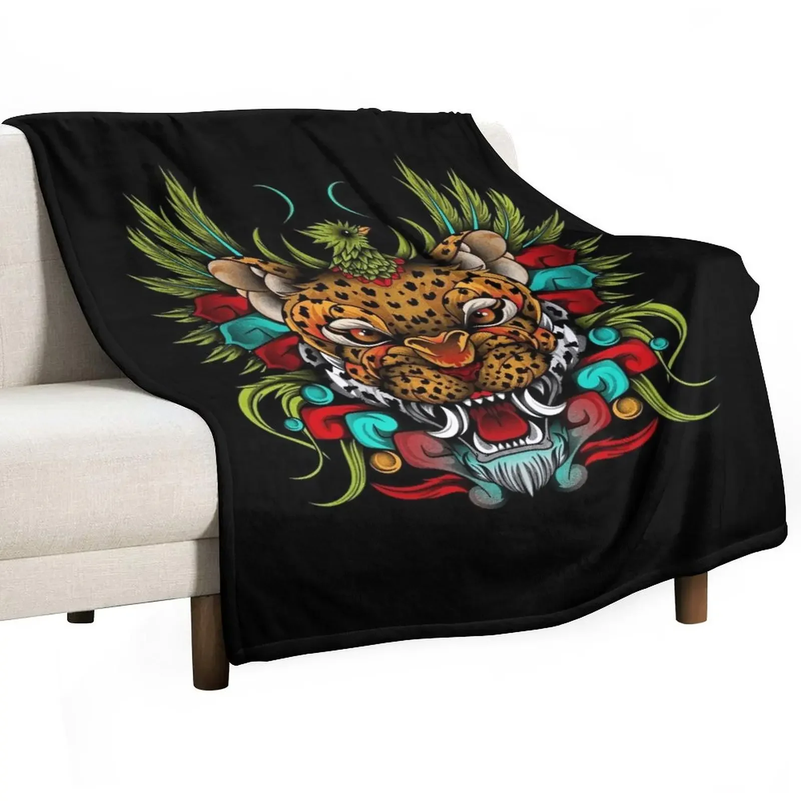 jaguar quetzal aztec Throw Blanket Furrys Thin Beautifuls Blankets