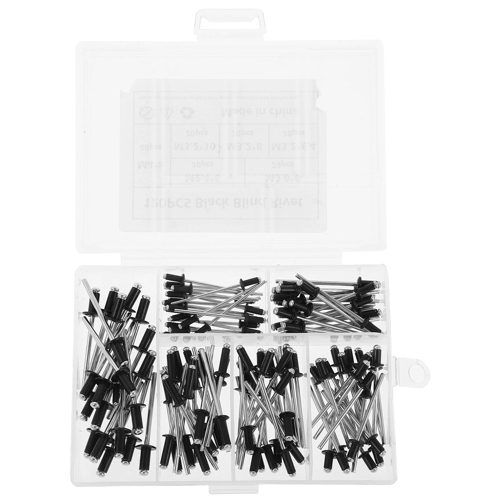 

120pcs Aluminum Rivet Set Assortment Kit Black M2 4 2 M4 Pop Rivets Blind Mounting Hardware Screw Nuts Fasteners
