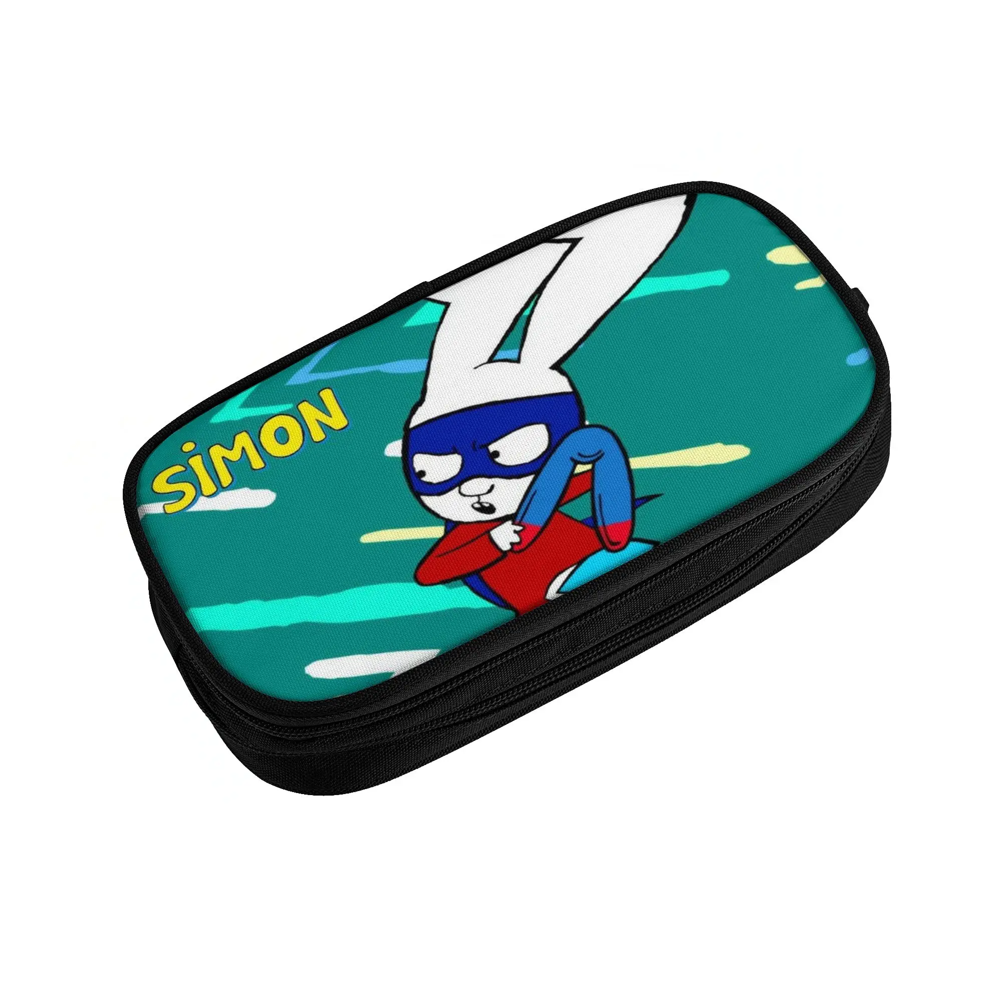 Large Capacity Pen Box Simon Super Rabbit Office Accessories  Double Layer Pencilcase Women Makeup Bag Suprise Gift