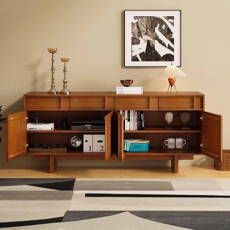 Side cabinet Solid wood locker Medieval cabinet Locker French wall bone line cabinet Living room retro