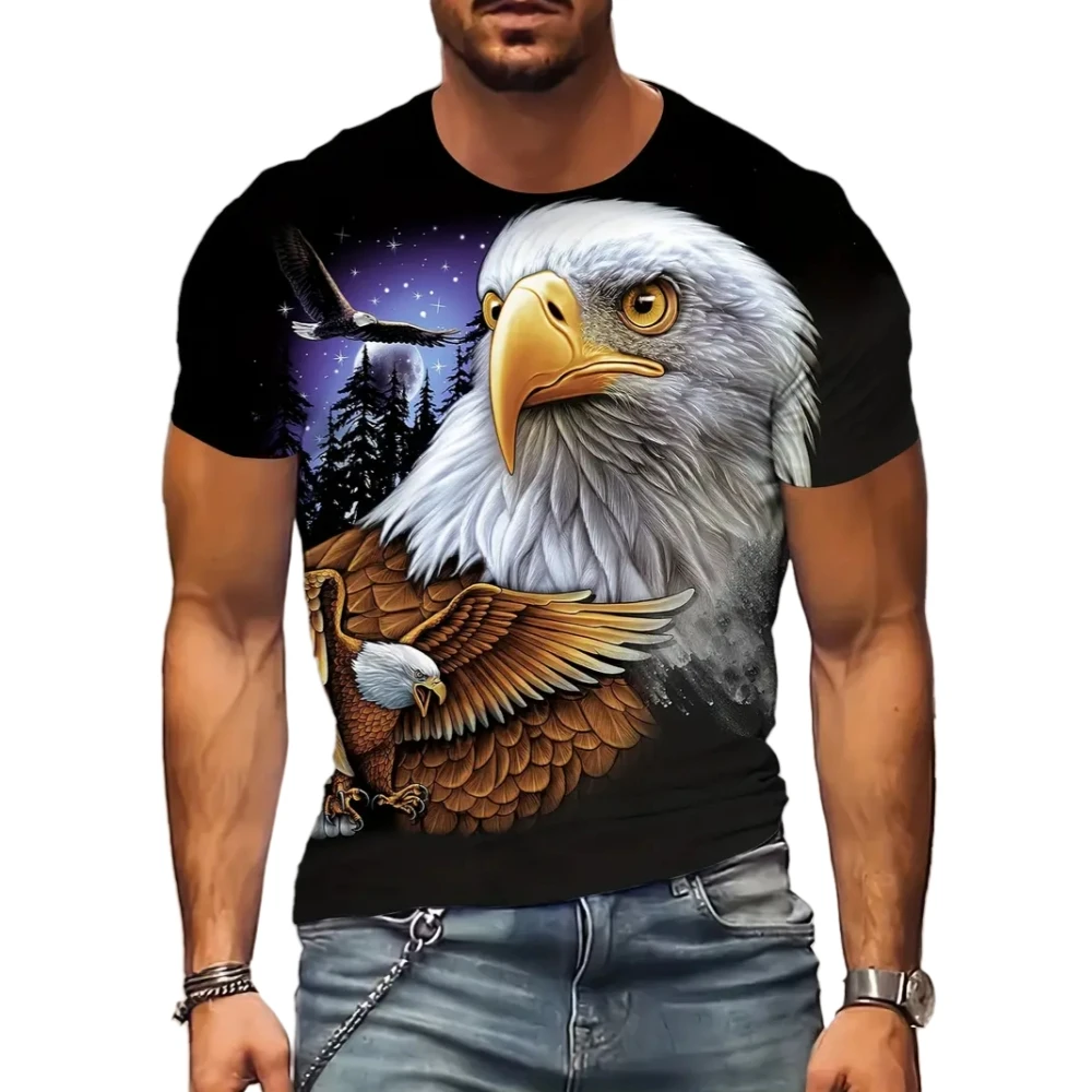 

Мужская футболка Fierce Eagle с 3D принтом животных, мужская повседневная модная уличная одежда с короткими рукавами, легкая дышащая мужская одежда