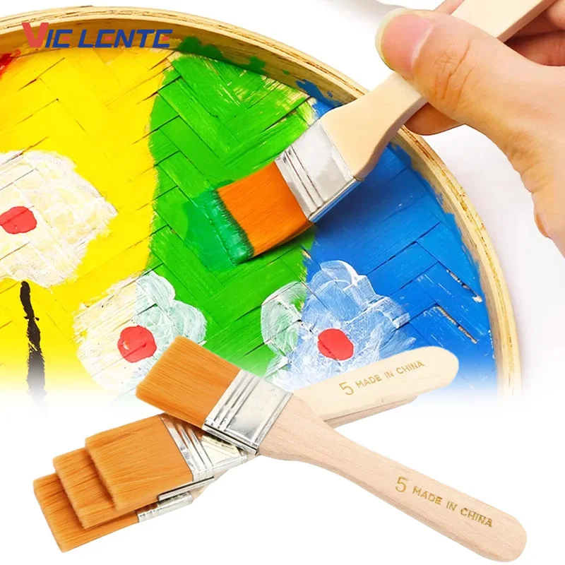 Holzgriffe 4 Teile/satz Acrylfarben Haarmalerei Pinsel Künstlerbedarf Nylon Ölpinsel Aquarellfarbe Zeichnung