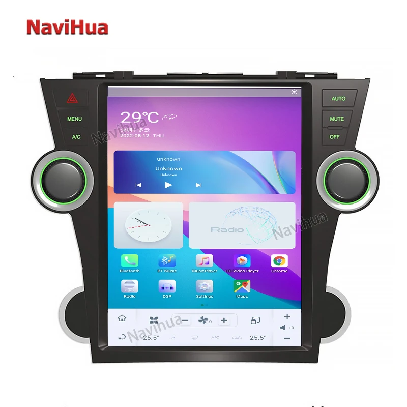 

12.1" Android Auto Radio Vertical Touch Screen Car Radio Car DVD Player GPS Navigation for Tesla Style Toyota Highlander 2012