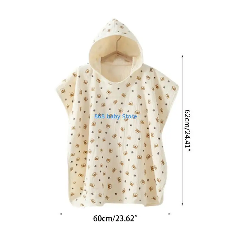 29EE منشفة حمام بغطاء رأس للأطفال حديثي الولادة يمكن ارتداؤها من الموسلين منشفة للأولاد والبنات للجنسين #6