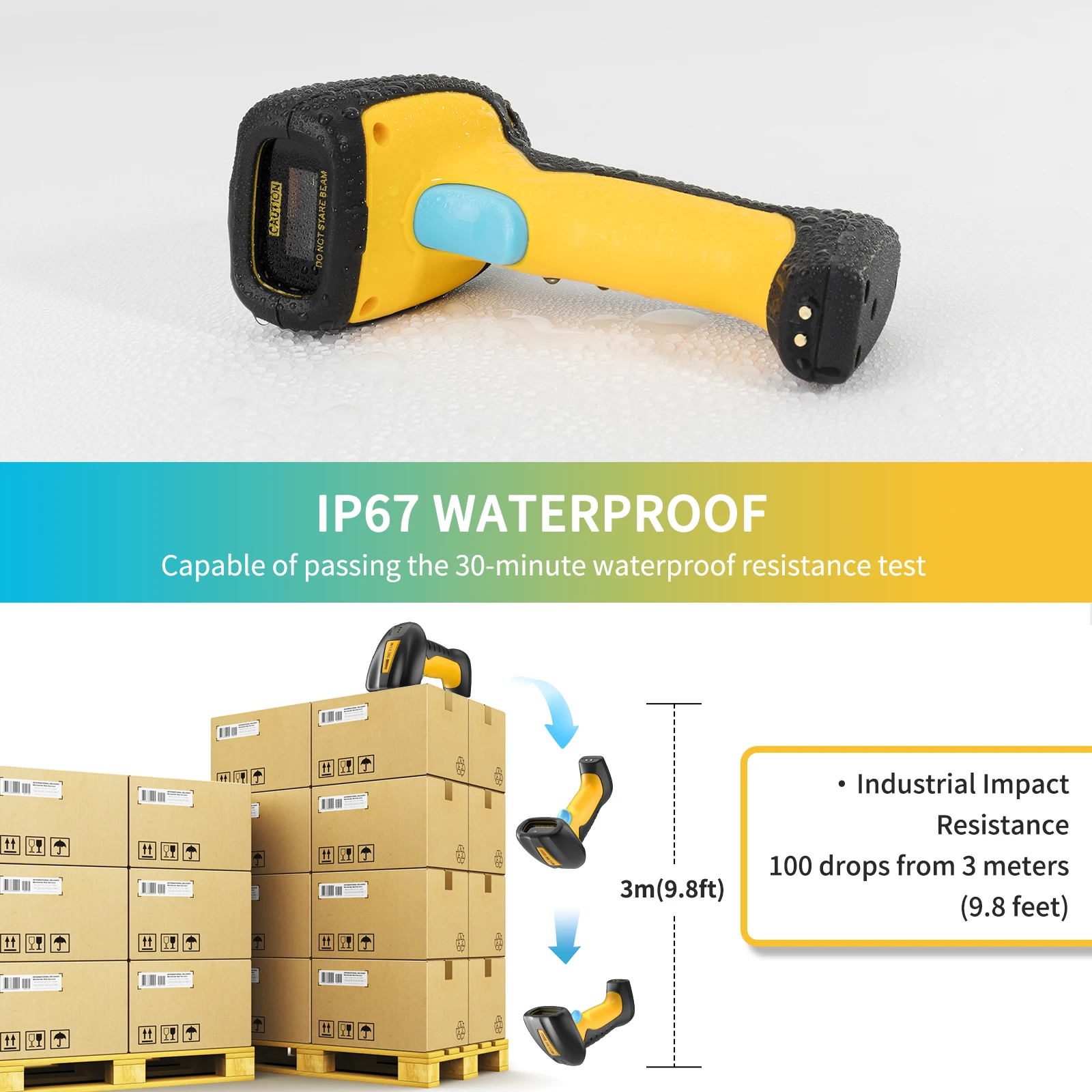 NETUM Upgraded QR Industrial Bluetooth Barcode Scanner with Charging Dock, Wireless 2D 1D Bar Code Reader 2500mAh Drop Protectio