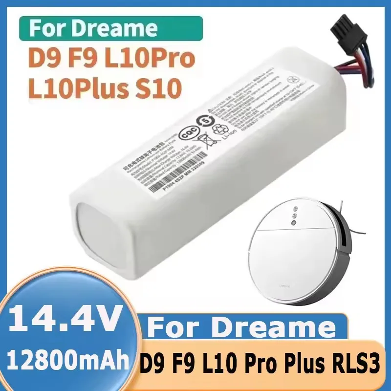 2026 100% Original Battery for Dreame Robot Vacuum Mop Cleaner D9 F9 L10 L10 Pro 12800mAh Lithium-ion Battery Pack 4INR19/66-2