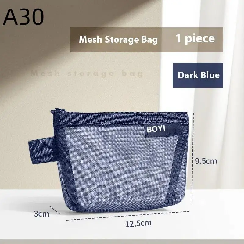 1Pc Zipper Mesh Storage Bag Coin Purse Small Square Mesh Coin Purse Portable Mini Travel Storage Carry Pouch With Zippered