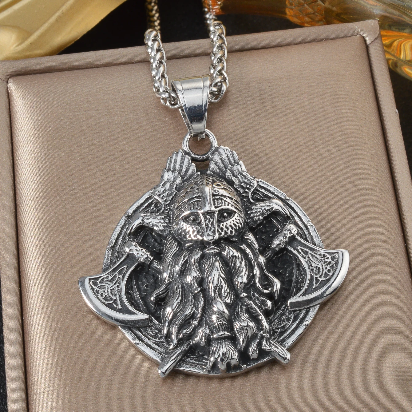 Mjolnir Pendant Necklace Stainless Steel Viking Thor Hammer Norse Mythology Gothic Jewelry Religious Retro Dark Black Gift