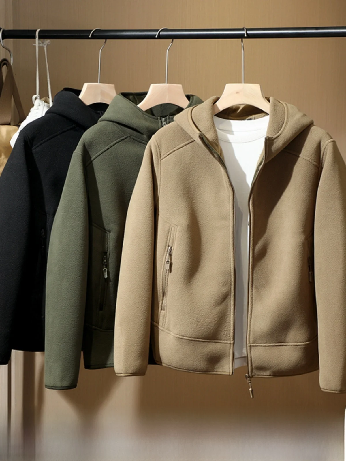 

Thiened двустороннее пальто Fce для улицы, осень-зима, мужское ветрозащитное теплое повседневное пальто с капюшоном, куртка Pookytage Stand Fit You...