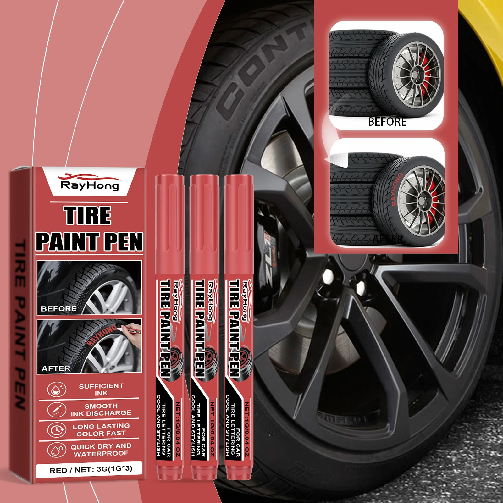 

Ручка для рисования автомобильных шин с надписями, креативный дизайн, долговечный водонепроницаемый художественный маркер на масляной основе для прочных всепогодных шин