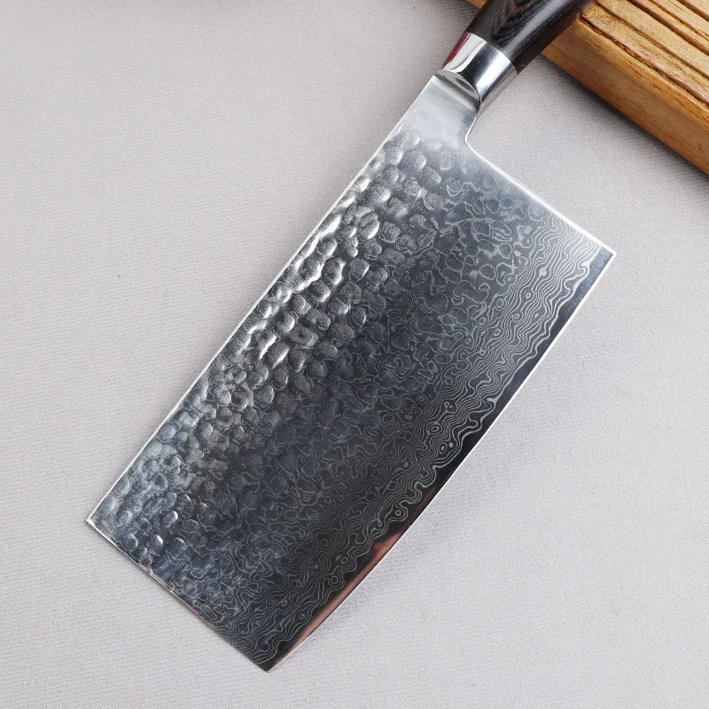 

7 Inch Chinese Chef Knife Damascus Steel Blade Wood Handle Slicing Vegetables Cleaver Meat Handmade Forged Kitchen Knife Messer
