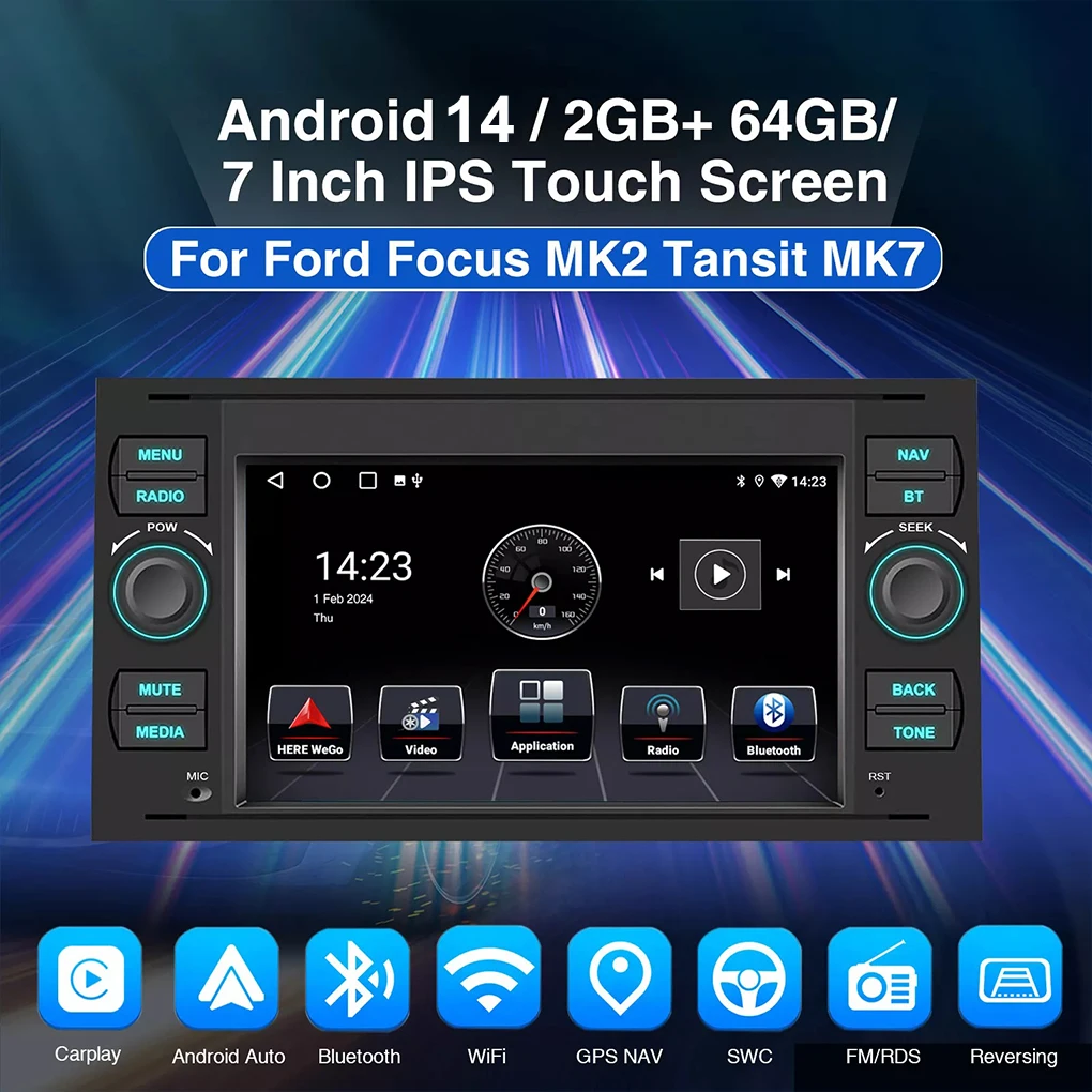 7 inch large screen for Ford Transit Wireless CarPlay Android 14 GPS RDS car navigation car central control all-in-one car radio