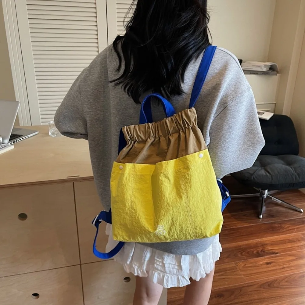 Multi-pocket Nylon Backpack Korean Style Crossbody Bag Canvas Shoulder Bag Large Capacity Bucket Bag Women Handbag Travel