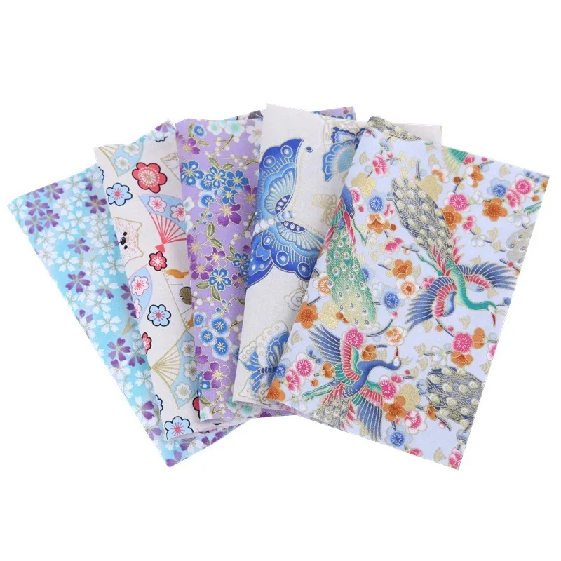 5PCS Japanese Bronzed Cotton Printed Patchwork Fabric Quilting Material For Sewing Dolls And Bags Needlework Accessories 20x25cm