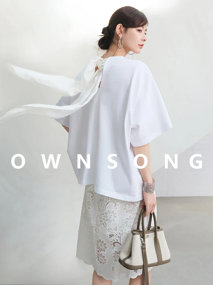 

Шелковый шарф, легкая белая футболка с круглым вырезом и короткими рукавами, женская свободная футболка с оригинальным дизайном, летняя хлопковая толстовка