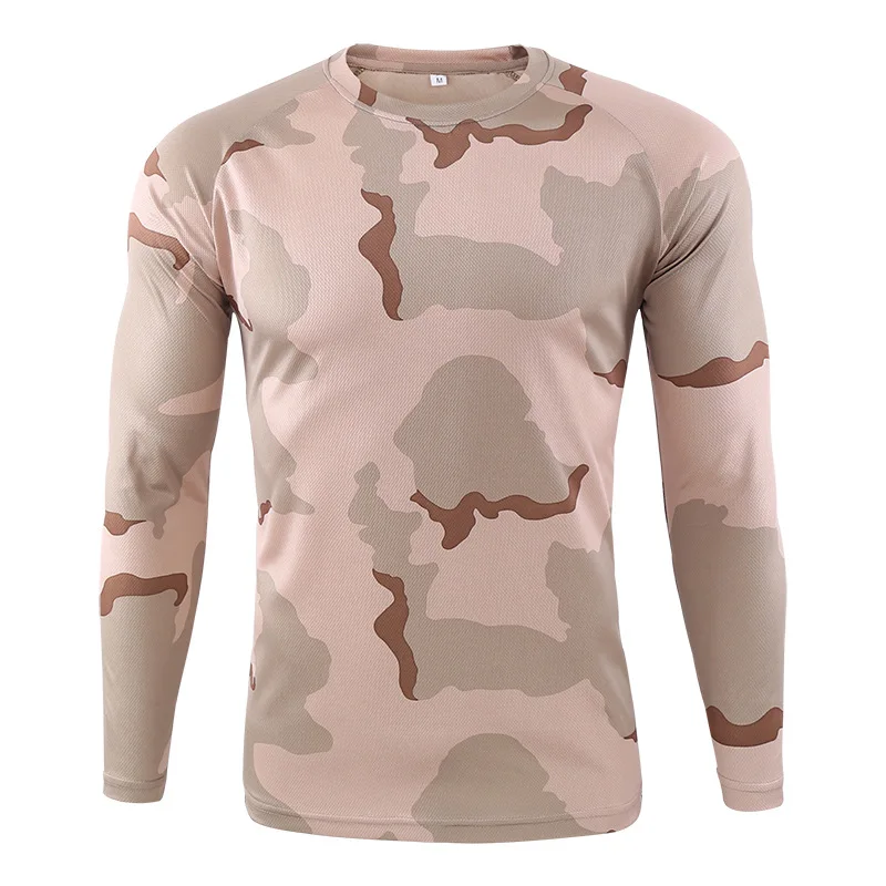 New Tactical Hunting Camouflage T Shirt Male Breathable Quick Dry   Hiking Full Sleeve Outwear T-shirt for Men