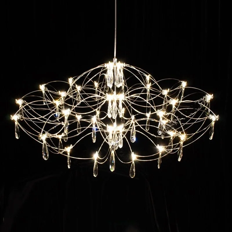 2026 New Living Room Dining Room Firefly Pendant Lamp Villa Apartment Bedroom Cube Starry Sky Crystal Pendant Lamp
