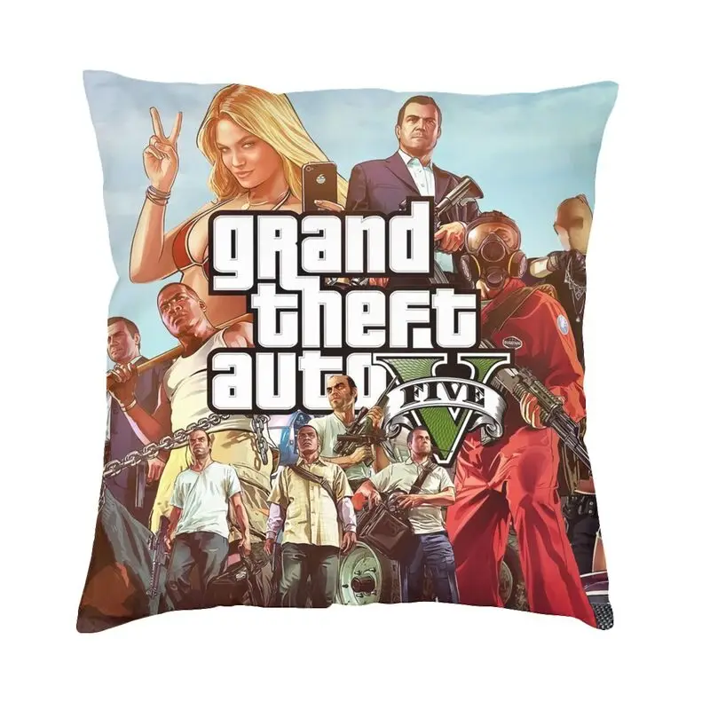 Gta5 Vice City Grand Theft Auto Throw Pillow Case Sofa Adventure Game Cushion Cover Pillowcase Peach Skin Double-sided Printing